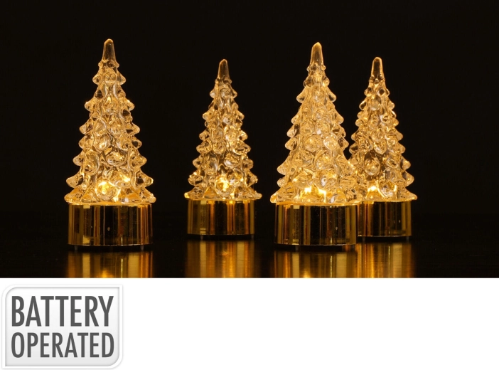 Świąteczna dekoracja LED – choinka 9 cm, 4 sztuki