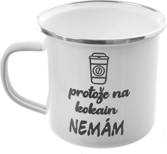 Biały kubek emaliowany „Ponieważ…” 500 ml