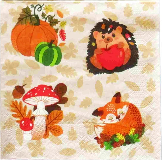 Serwetki Jesienne grzyby 3-warstwowe 33 × 33 cm