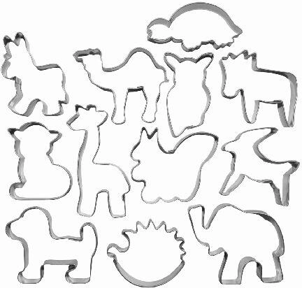 Zestaw stalowych wykrawaczy do ciastek – zwierzątka, 12 szt.