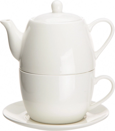 Porcelanowy zestaw Tea for One Regular kremowy