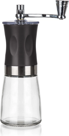Ręczny młynek do kawy z ceramicznym żarnem Culinaria, 19 cm, szkło/czarny