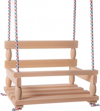 Drewniana huśtawka do mieszkania i ogrodu, naturalna 38 × 30 cm, udźwig 80 kg