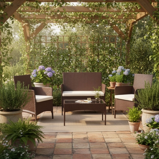 Stylowy rattanowy wygląd, odporny na warunki pogodowe