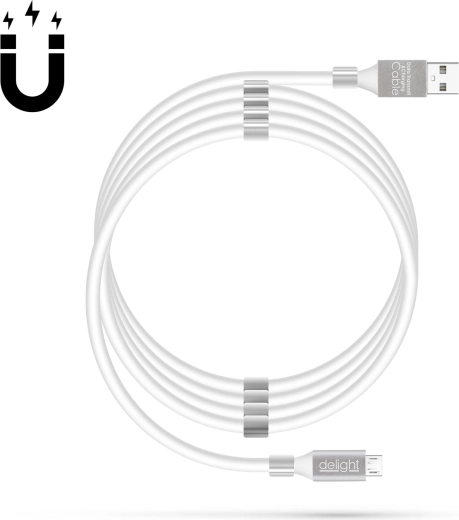 Magnetyczny kabel do transmisji danych MicroUSB 2 A, biały