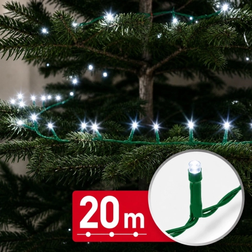 Łańcuch świetlny LED 20 m z 400 diodami LED w zimnej bieli