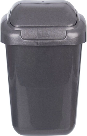 Antracytowy kosz na śmieci z uchylną pokrywą 15 l
