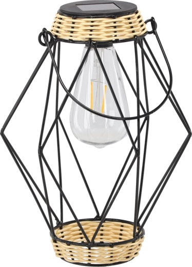 Solarny metalowy lampion czarny 22 cm z LED