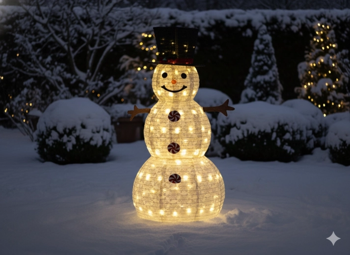Świąteczny bałwan LED 1,5 m, 120 LED, ciepła biel, do wnętrz/na zewnątrz