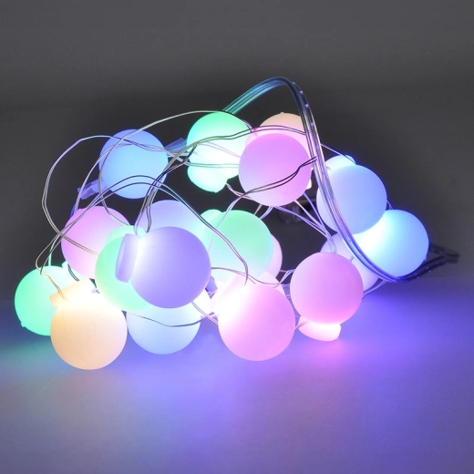 Solight LED łańcuch świąteczny z kolorowymi kuleczkami 20 LED 2 m na baterie
