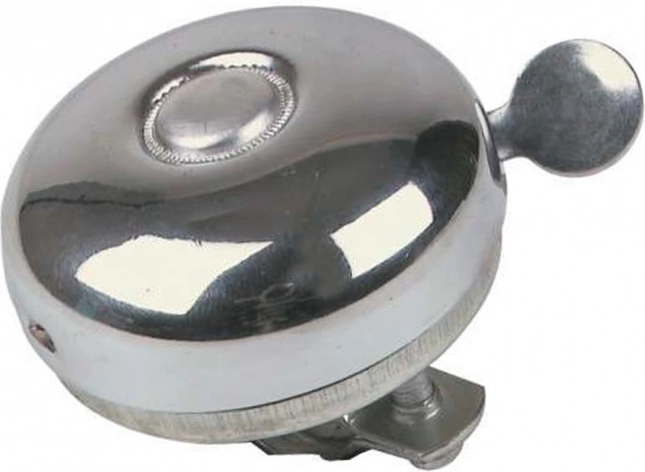Klasyczny metalowy dzwonek rowerowy – stal, srebrny