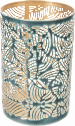 Metalowy świecznik złoto-niebieski 15 cm
