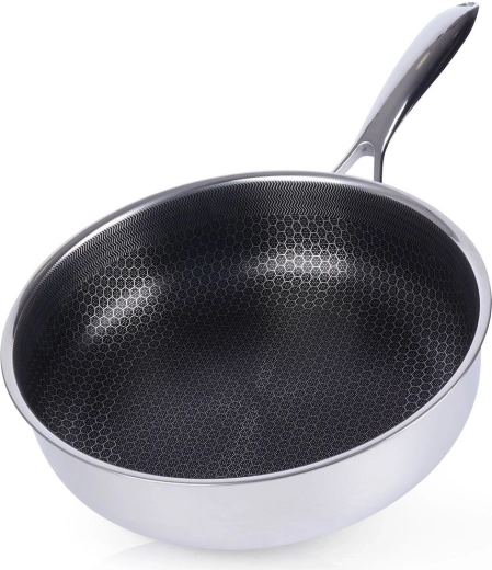 Głęboka patelnia ze stali nierdzewnej COOKCELL 26 cm z nieprzywierającą powłoką