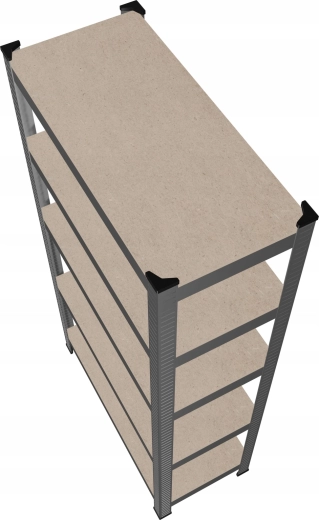 Pięć przestronnych półek MDF