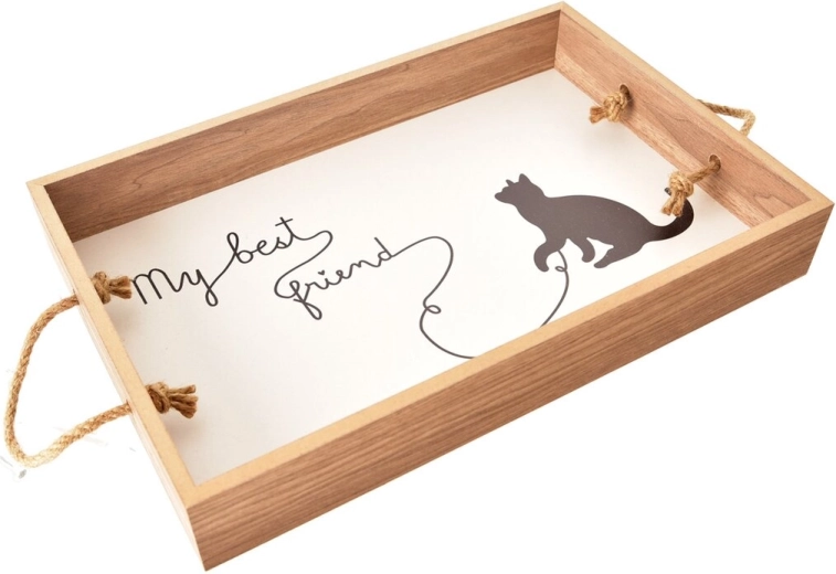 Drewniana taca do serwowania Lovely Cat 38 × 25 cm