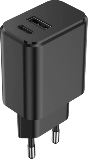 Setty ładowarka sieciowa 20 W z USB‑C PD i USB‑A QC, czarna