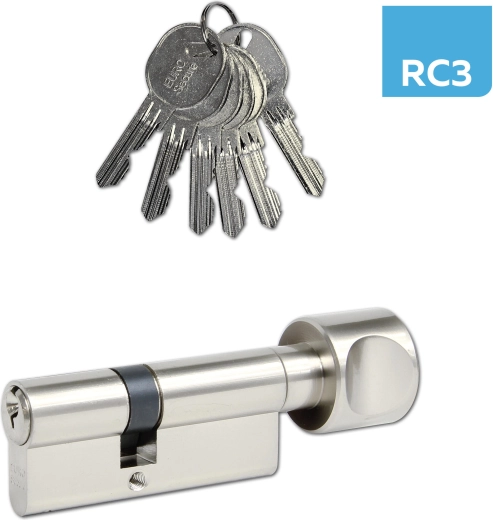 Wkładka cylindryczna z gałką 30/35, 6 kluczy, nikiel, klasa RC3 RICHTER