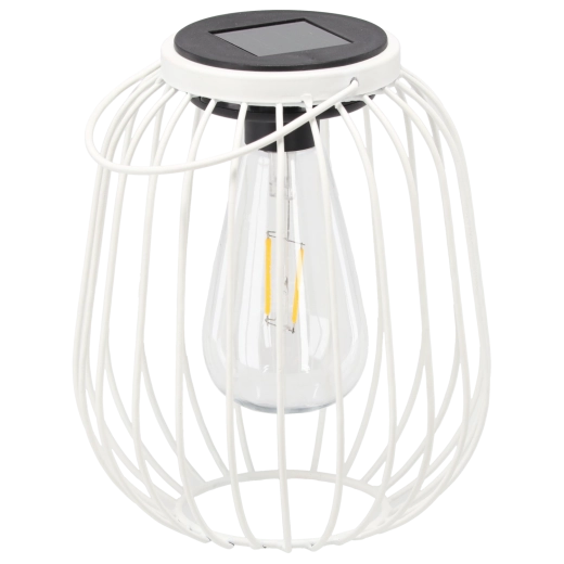 Biały metalowy lampion solarny 19 cm