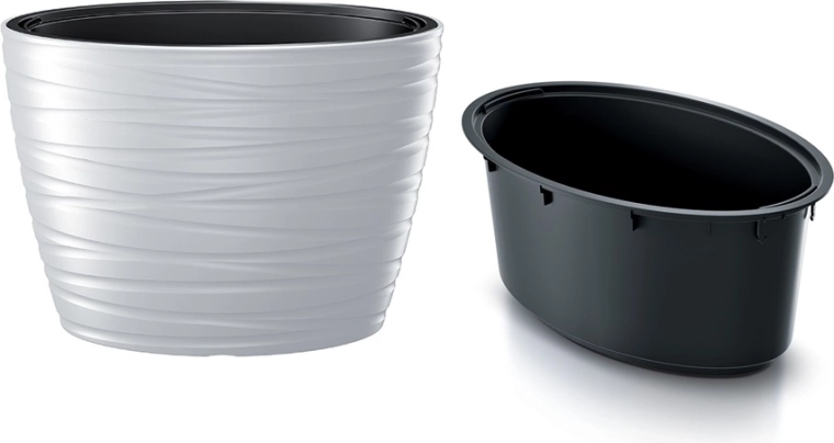 owalna donica z wkładem Maze 58,5 cm biała