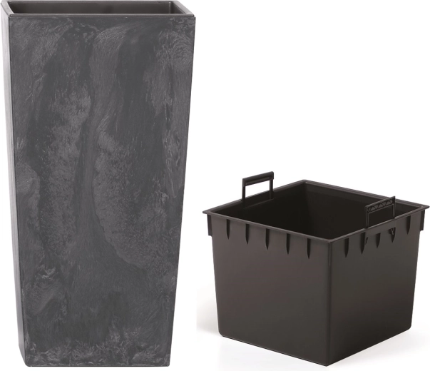 Donica URBI Square efekt betonu z wkładem 14 × 14 cm antracyt