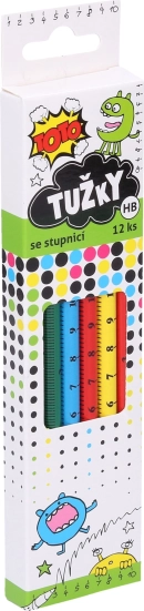 Drewniany ołówek HB ze skalą 16 cm TOTO, zestaw 12 szt.