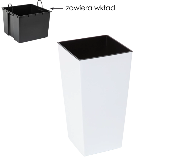 Donica Finezja z wkładem 25 × 25 cm, biały połysk