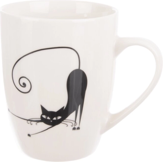 Porcelanowy kubek z motywem kota biały/czarny 370 ml