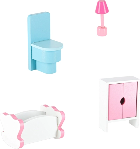 Bogaty zestaw drewnianych mebli