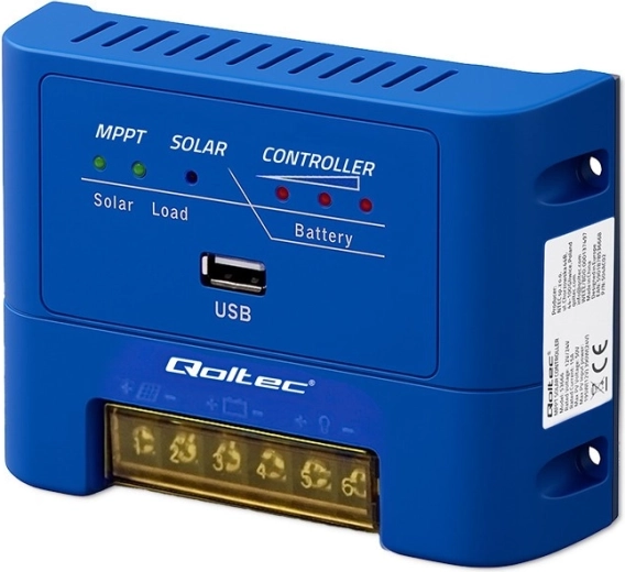 Solarny regulator ładowania MPPT Qoltec 15 A do 12/24 V, LiFePO4
