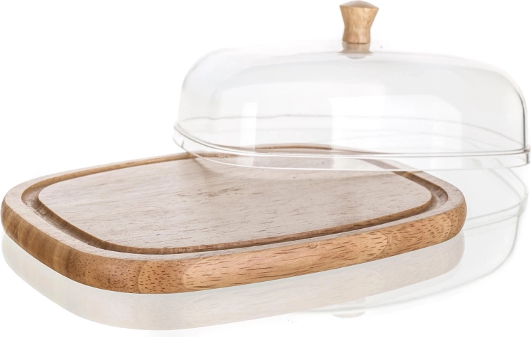 Naturalna drewniana taca z bezpiecznym rowkiem