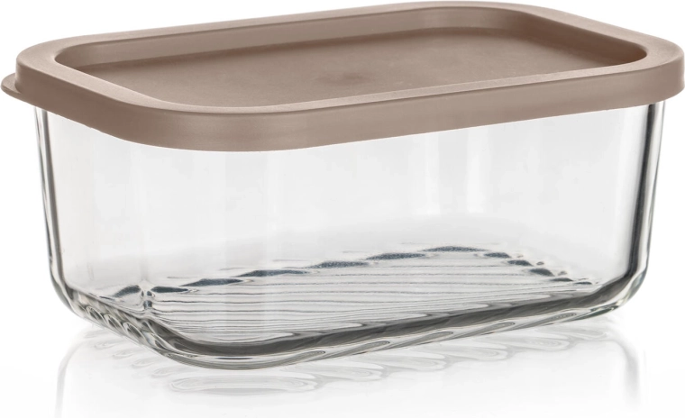 Szklane pudełko Wave 0,7 l z plastikową pokrywką latte
