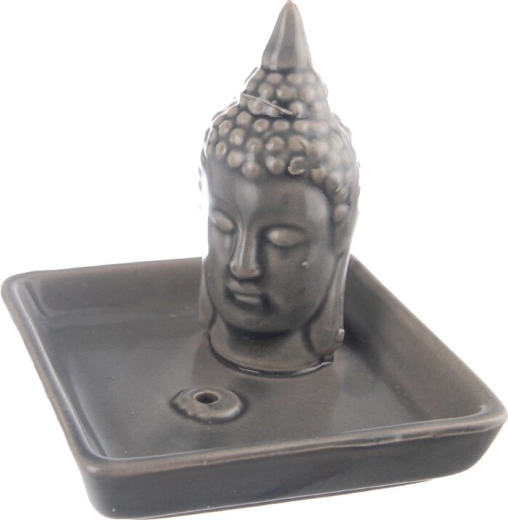 Ceramiczna podstawka na kadzidełka Buddha szara