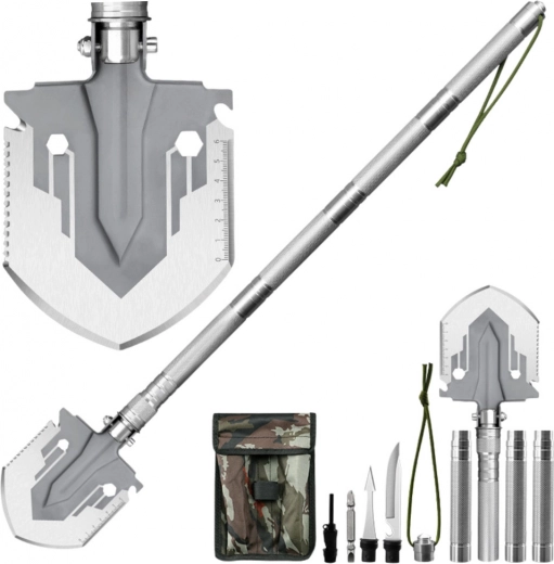 Składana wojskowa łopatka 16w1 z nożem i krzesiwem