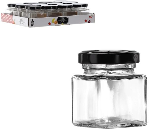 Słoiczek 80 ml kwadratowy z metalową pokrywką