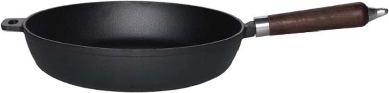 Żeliwna patelnia Kitchisimo 24 cm z drewnianą rączką