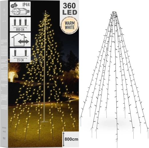 Świąteczne oświetlenie łańcuchowe 360 LED na maszt