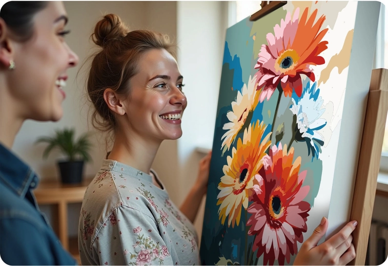 Wszystko w zestawie: płótno, farby, 3 pędzle