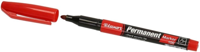 Permanentny marker LUXOR 100, czerwony, 1–2 mm