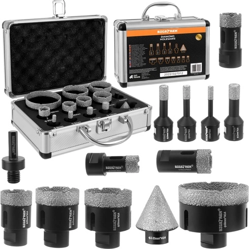 Bigstren diamentowe wiertła koronowe 6–68 mm, zestaw 13 elementów