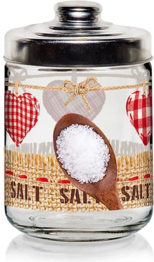 Szklany słoik z pokrywką Cerve Valentina 800 ml – serce Sól