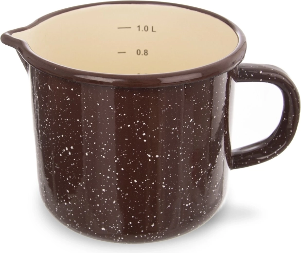 Brązowy emaliowany kubek z miarką 1,2 l Orion