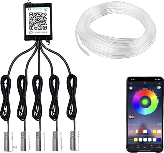 RENEW FORCE ambientowe oświetlenie LED RGB wnętrza auta 7 m ze sterowaniem Bluetooth - 1 szt.