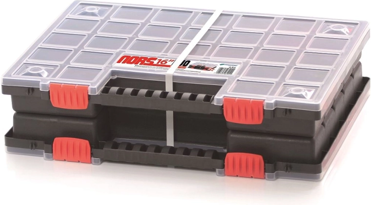 Plastowy organizer NORS DUO z 64 regulowanymi przegródkami