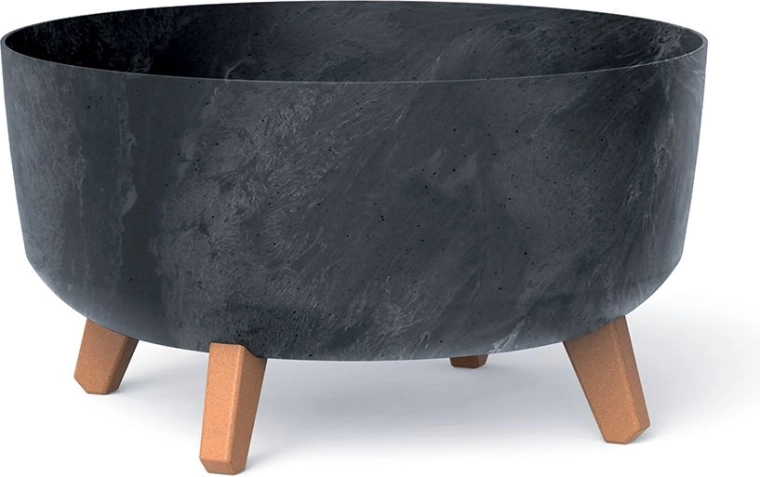 Donica z efektem betonu na nóżkach, antracyt, średnica 38 cm