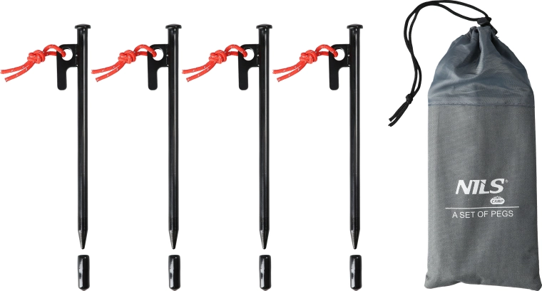 Śledzie namiotowe z oczkiem i sznurkiem NILS Camp