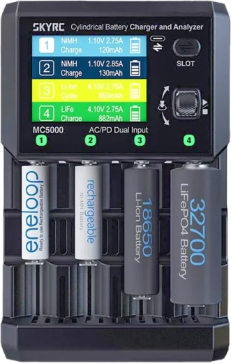 Ładowarka i analizator cylindrycznych akumulatorów SkyRC MC5000 z USB-C
