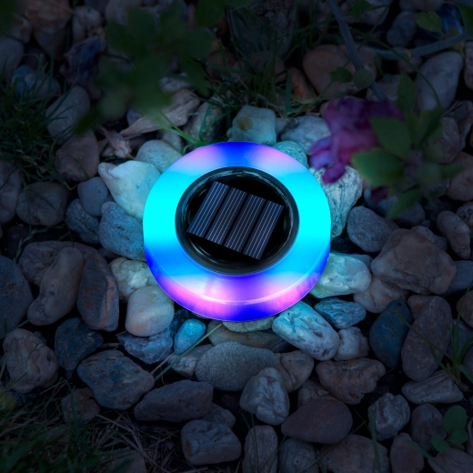 Solarna lampa ogrodowa LED w kształcie okręgu z oświetleniem RGB