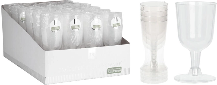 Plastowe kieliszki do wina 160 ml – zestaw 4 szt.
