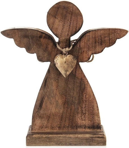Drewniana figurka anioła z drewna mango 27 × 30 cm