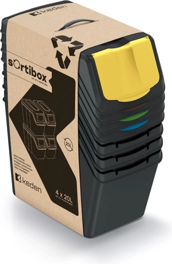Zestaw koszy do segregacji Sortibox 4×20 l – sztaplowane kosze na odpady